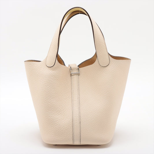 HERMES Picotin Lock 18 PM Eclat Taurillon Clemence x Vaux Swift Nata x Jaune Poussin Silver hardware Y:2020