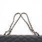 Chanel Matelasse 25 Caviar skin Double Flap Double Chain Bag Black Silver Hardware