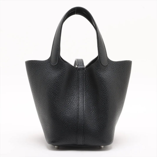 Hermes Picotin Lock 18 PM Taurillon Clemence Noir silver hardware D: 2019
