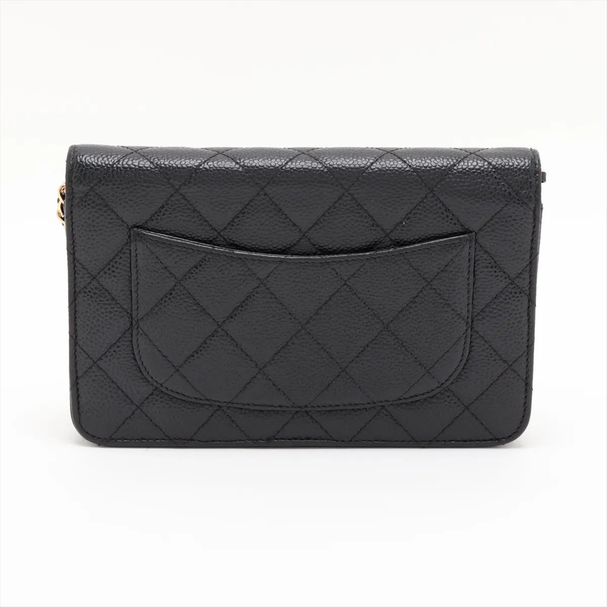 Matelasse Caviar Skin chain wallet black