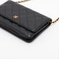 Matelasse Caviar Skin chain wallet black