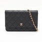 Matelasse Caviar Skin chain wallet black