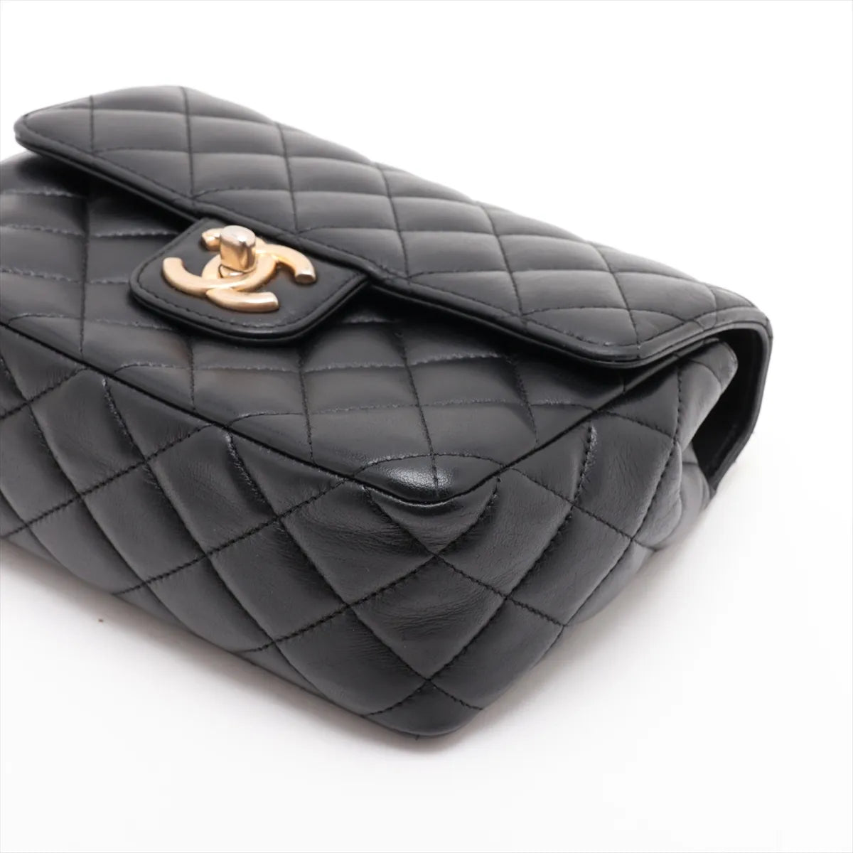 Chanel Mini Matelassé Lambskin Single Flap Chain Bag, Black with Gold Hardware