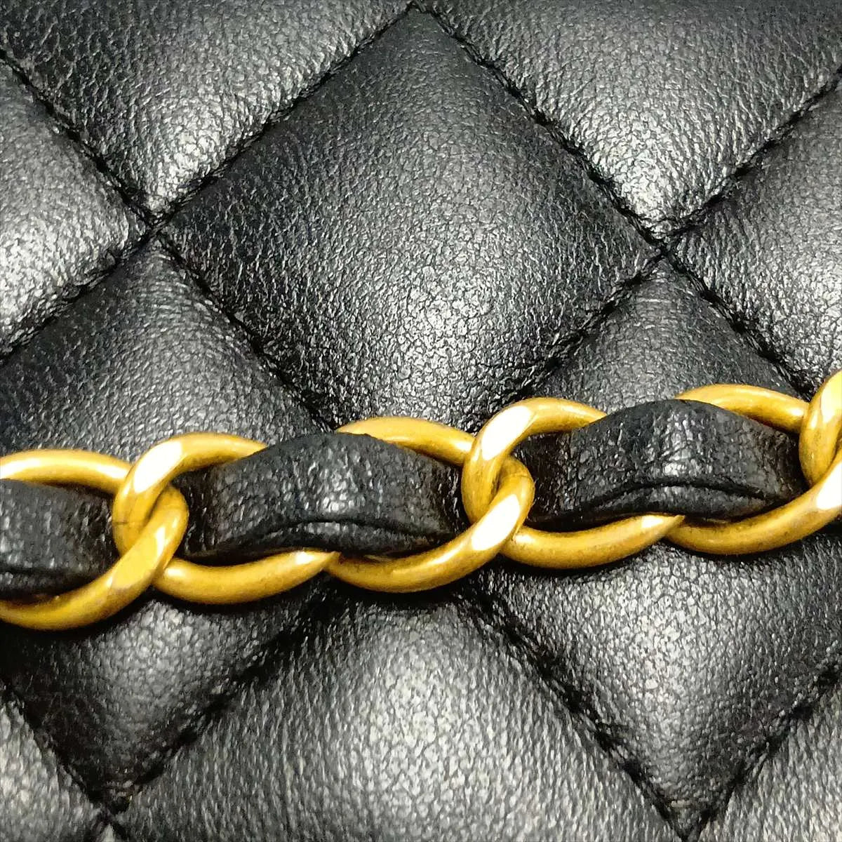 Chanel Mini Matelassé Lambskin Single Flap Chain Bag, Black with Gold Hardware